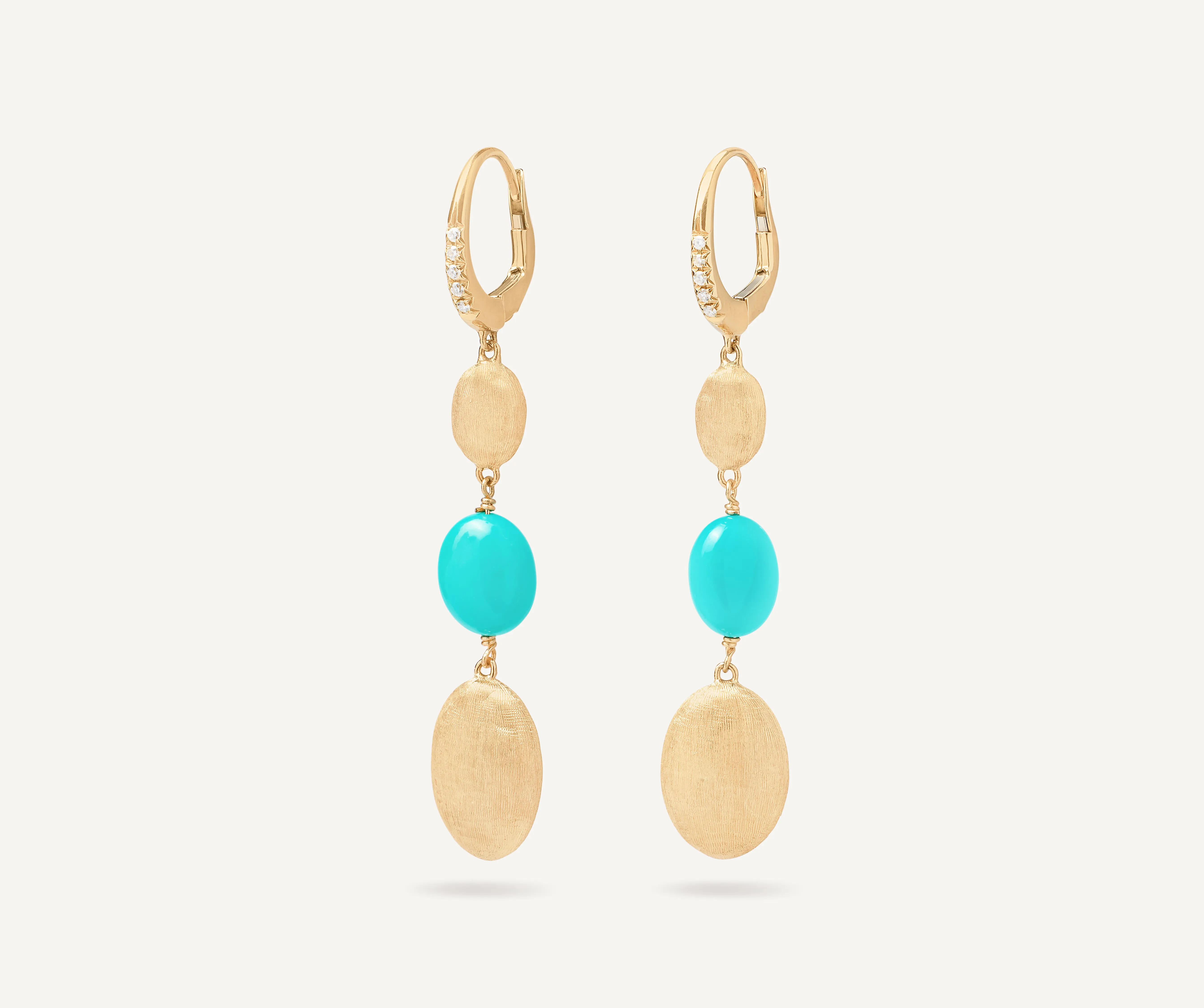 18K YELLOW GOLD TURQUISE AND DIAMOND EARRINGS FROM THE SIVIGLIA COLOR COLECTION