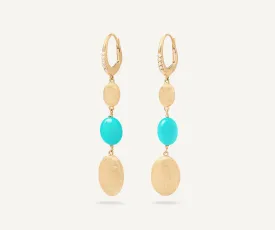 18K YELLOW GOLD TURQUISE AND DIAMOND EARRINGS FROM THE SIVIGLIA COLOR COLECTION