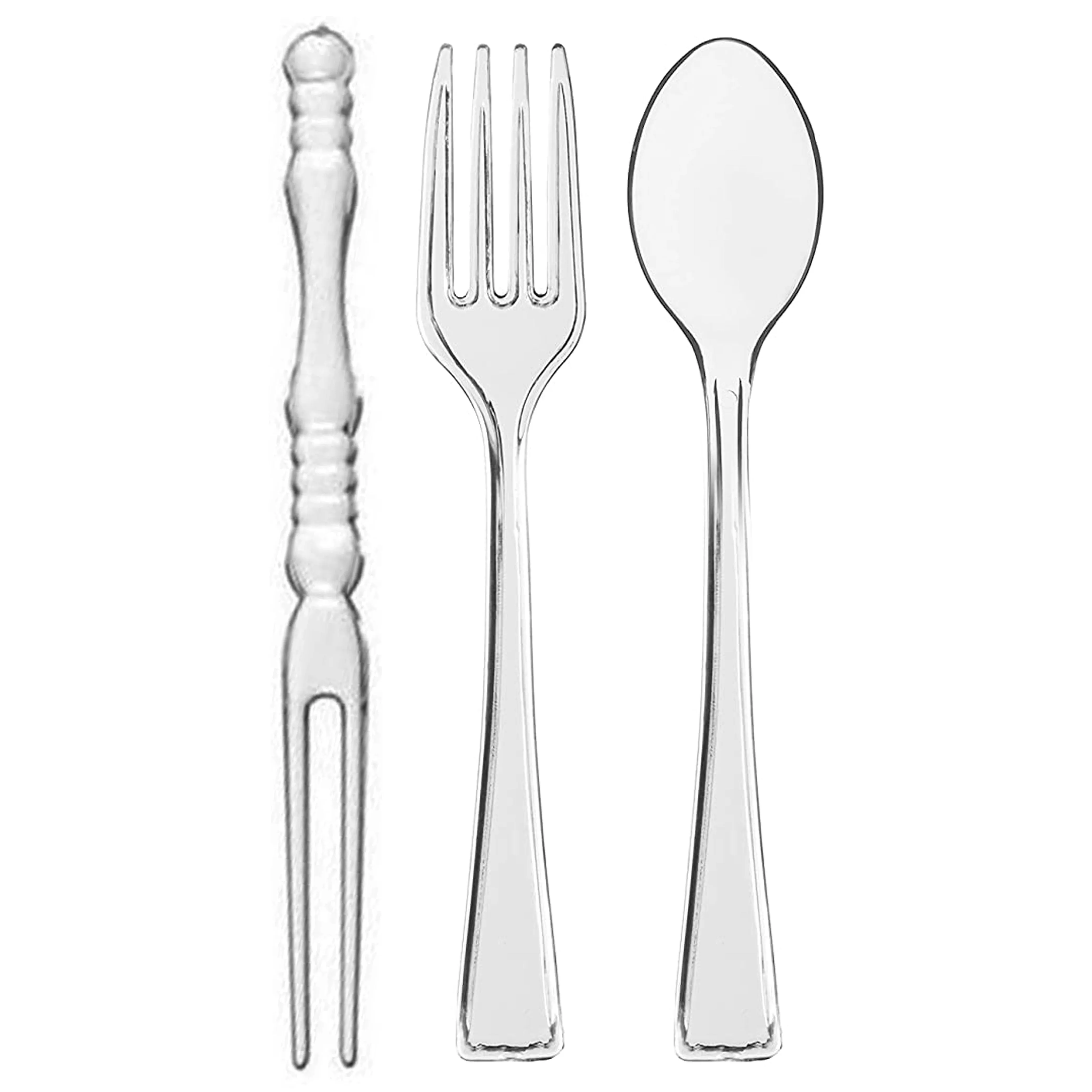 72 Clear Plastic Mini Forks Tiny Spoon Serving Picks Taster Disposable Appetizer
