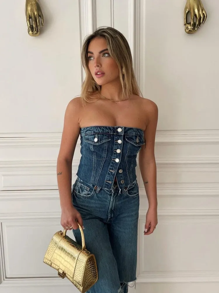 A Blue Denim Top