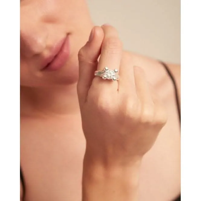 Anima Sterling Silver Plated White Zirconia Ring