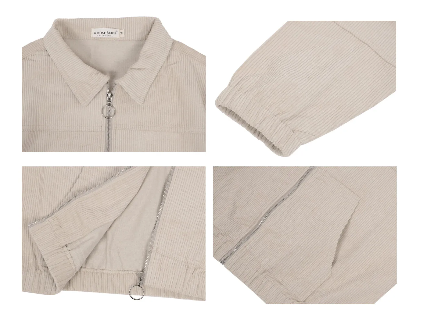 Anna-Kaci Women's Long Sleeve Corduroy Short Jacket Outerwear by Anna-Kaci