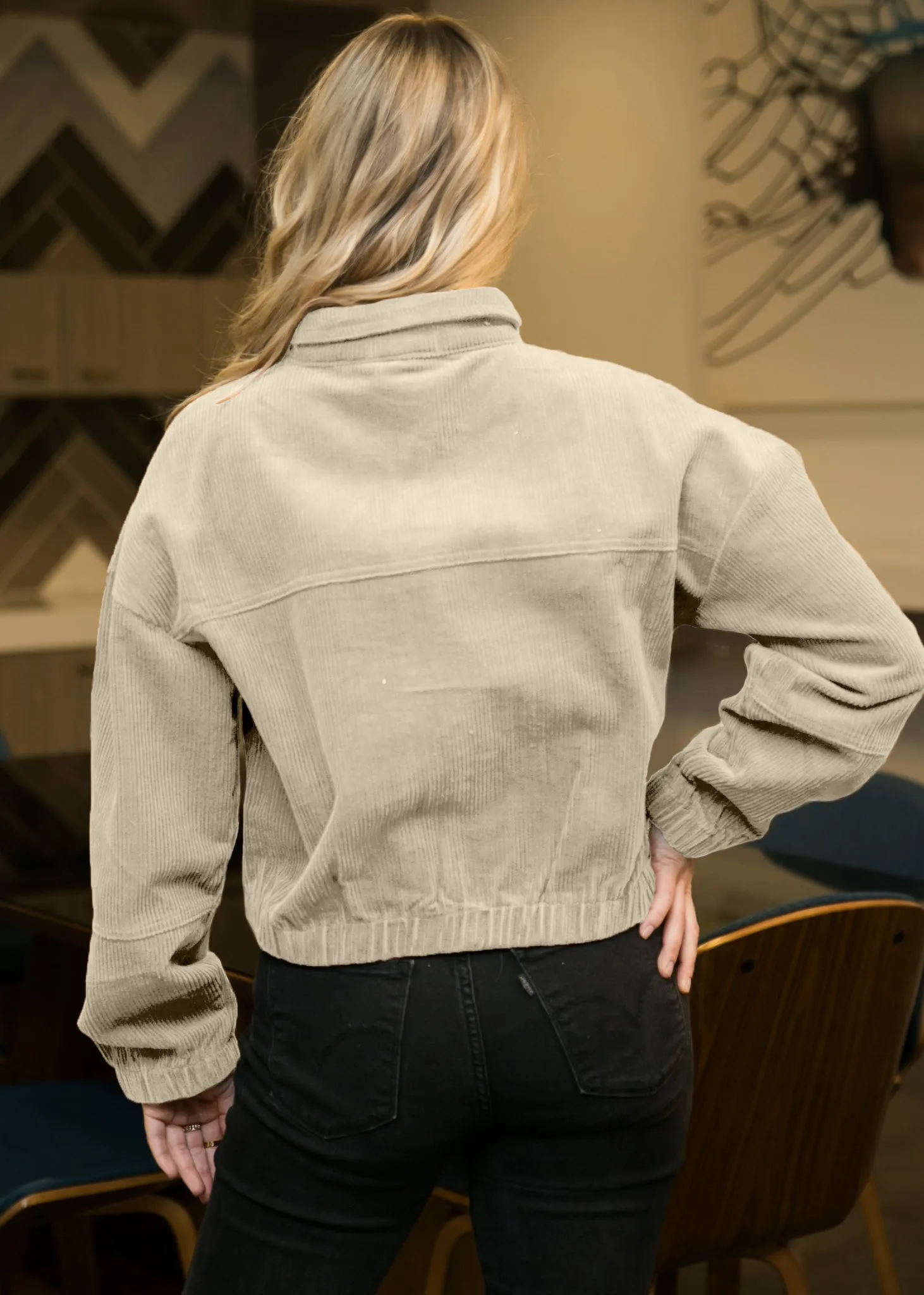 Anna-Kaci Women's Long Sleeve Corduroy Short Jacket Outerwear by Anna-Kaci