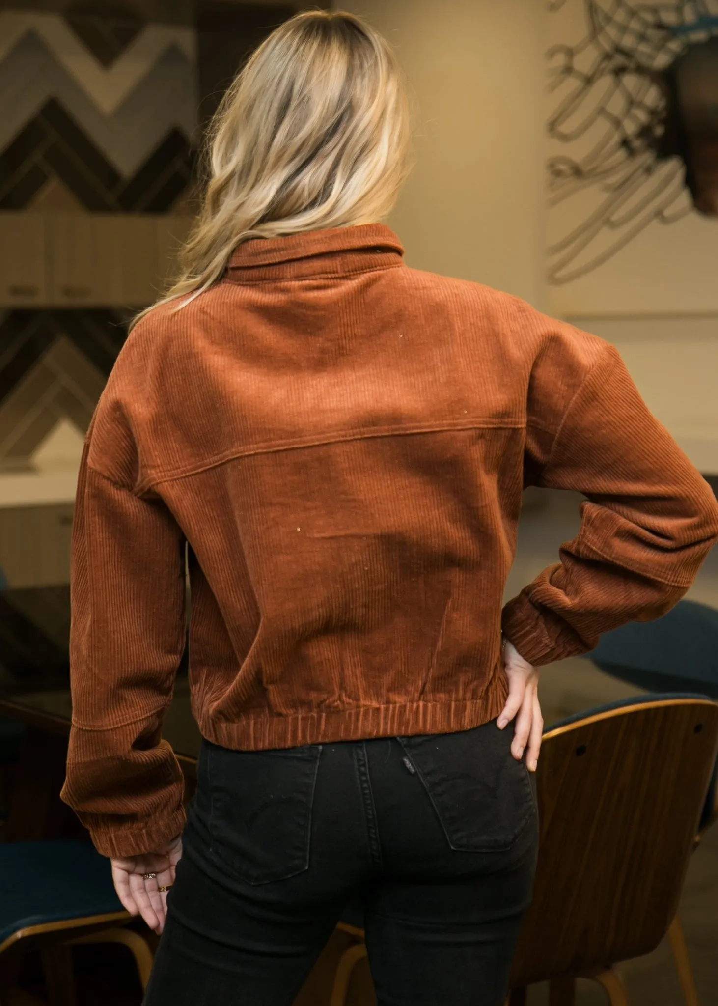 Anna-Kaci Women's Long Sleeve Corduroy Short Jacket Outerwear by Anna-Kaci
