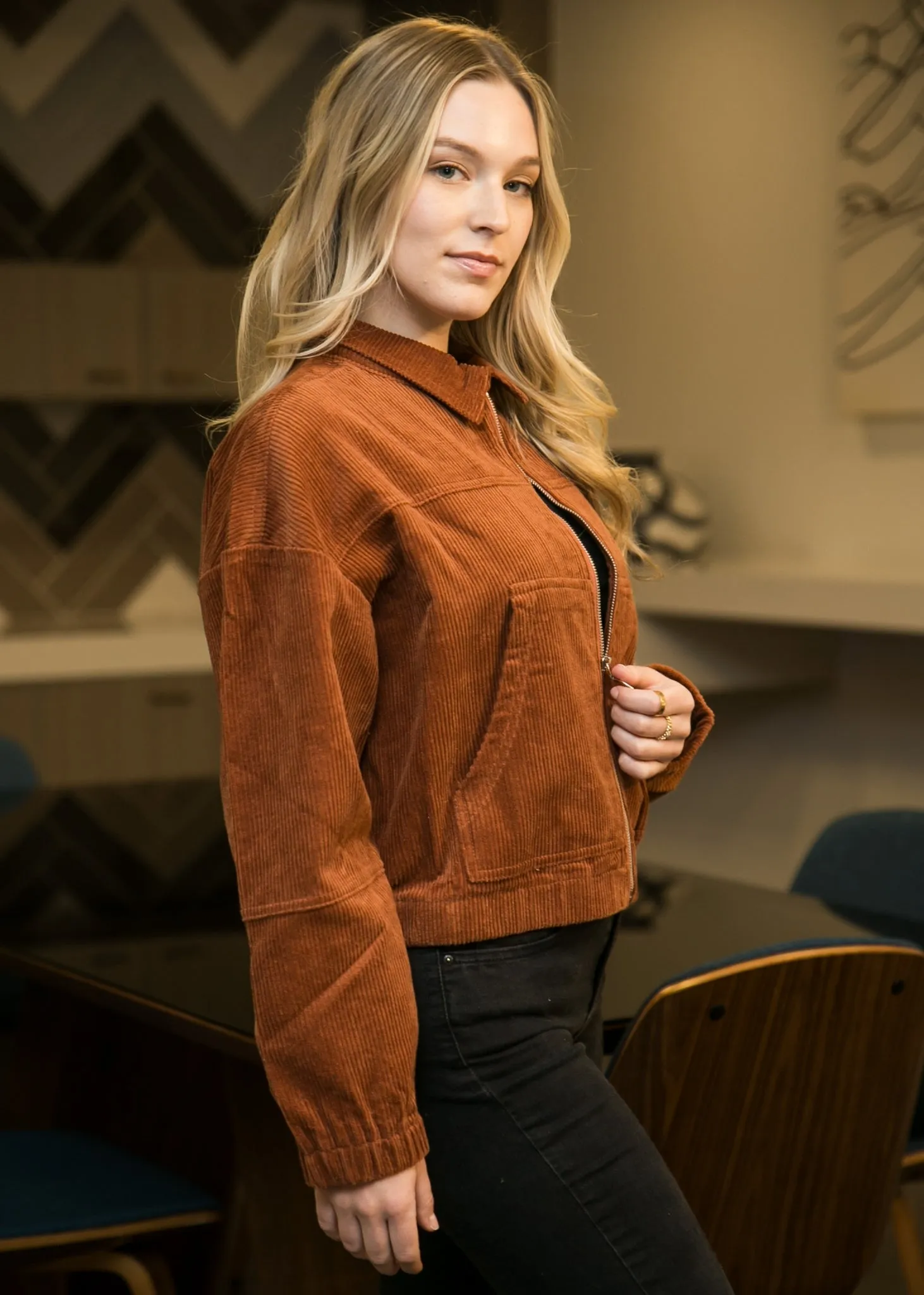 Anna-Kaci Women's Long Sleeve Corduroy Short Jacket Outerwear by Anna-Kaci
