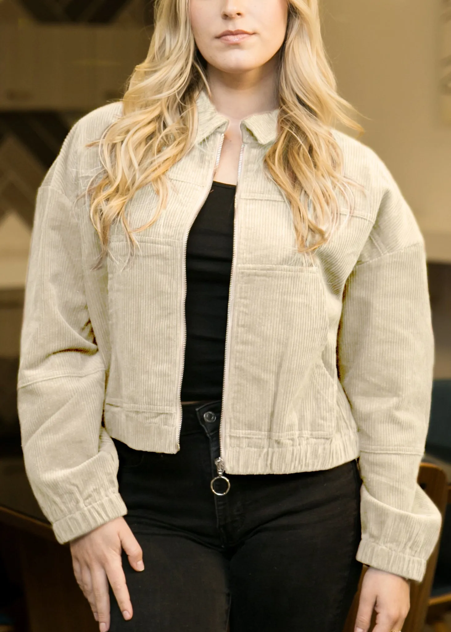 Anna-Kaci Women's Long Sleeve Corduroy Short Jacket Outerwear by Anna-Kaci