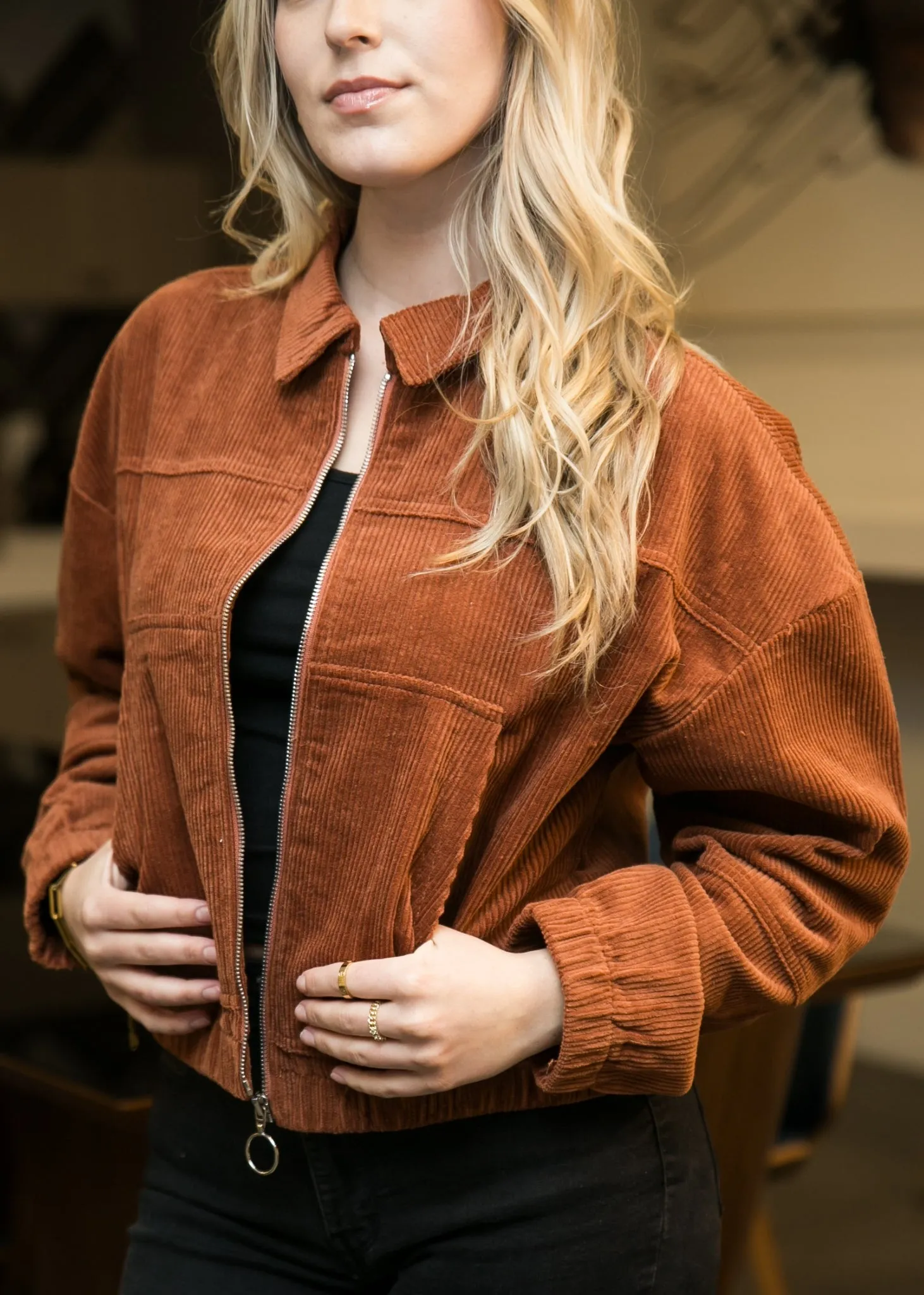 Anna-Kaci Women's Long Sleeve Corduroy Short Jacket Outerwear by Anna-Kaci