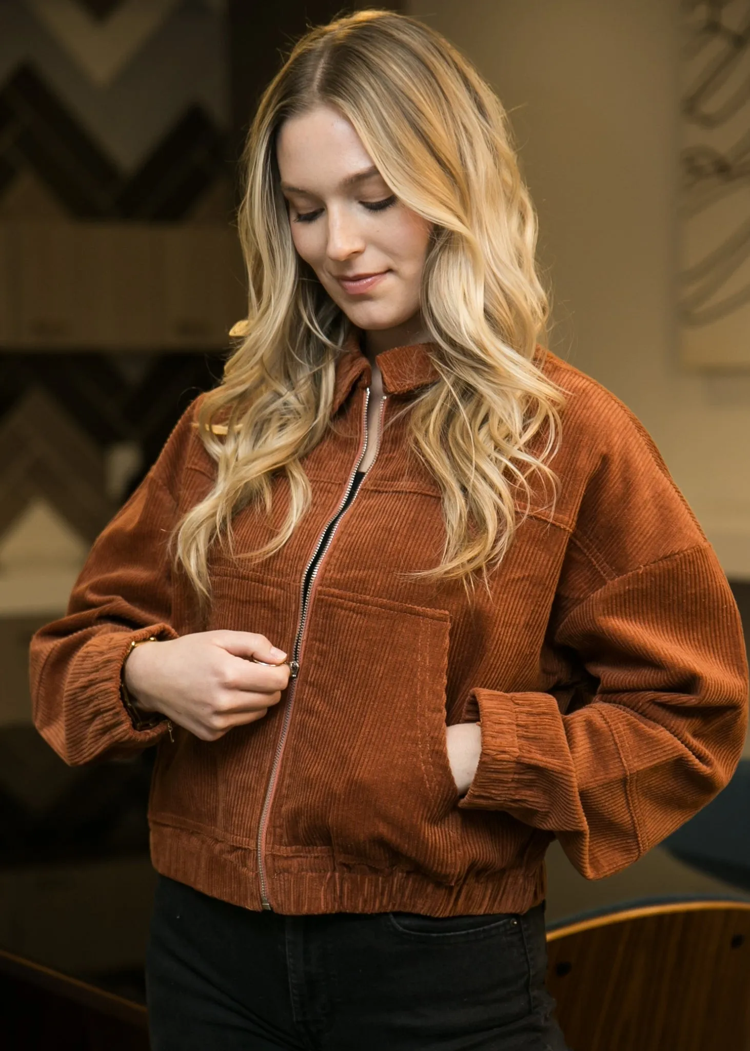 Anna-Kaci Women's Long Sleeve Corduroy Short Jacket Outerwear by Anna-Kaci