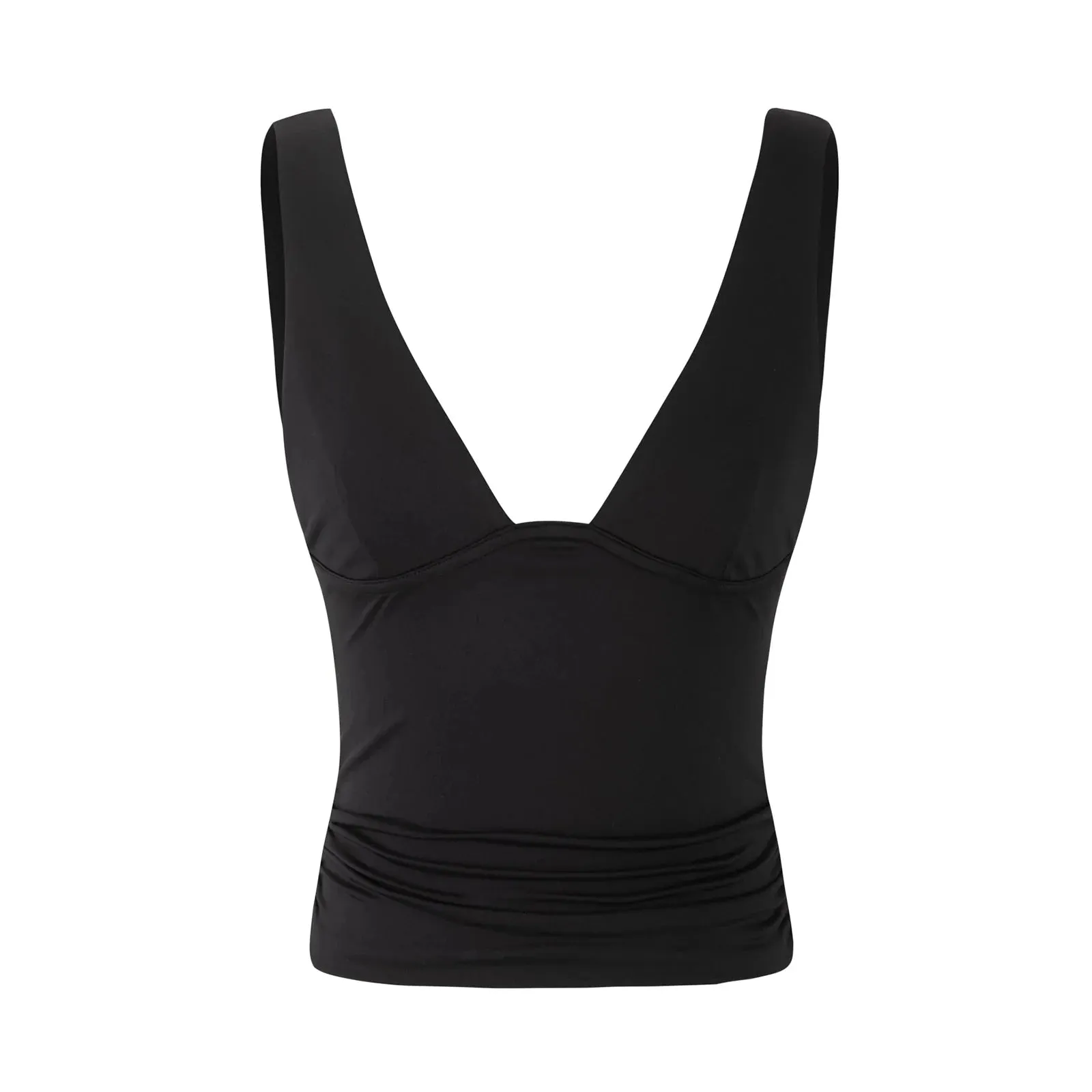 Back To School Joskaa Women's Y2K Solid Color Cropped Tank Tops Casual Summer Deep V-Neck Ruched Sleeveless Basic Vest for Club Streetwear