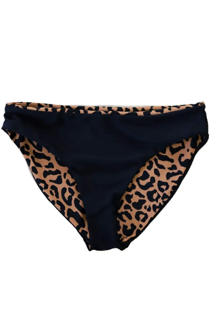 Breeze Reversible Bottoms |  Black & Leopard Print | Final Sale