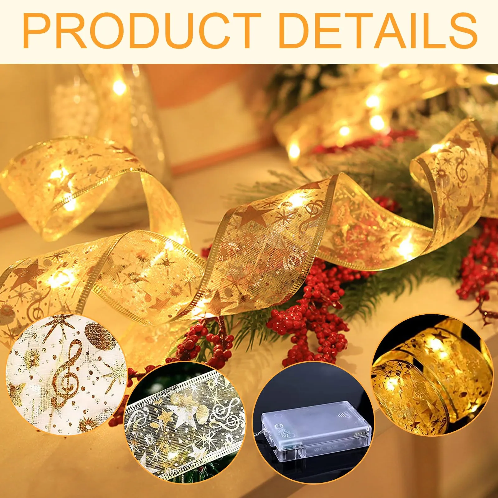 🎅Christmas Sale🎄 Christmas Ribbon LED String Lights Christmas Tree Decoration Lights Satin Lights