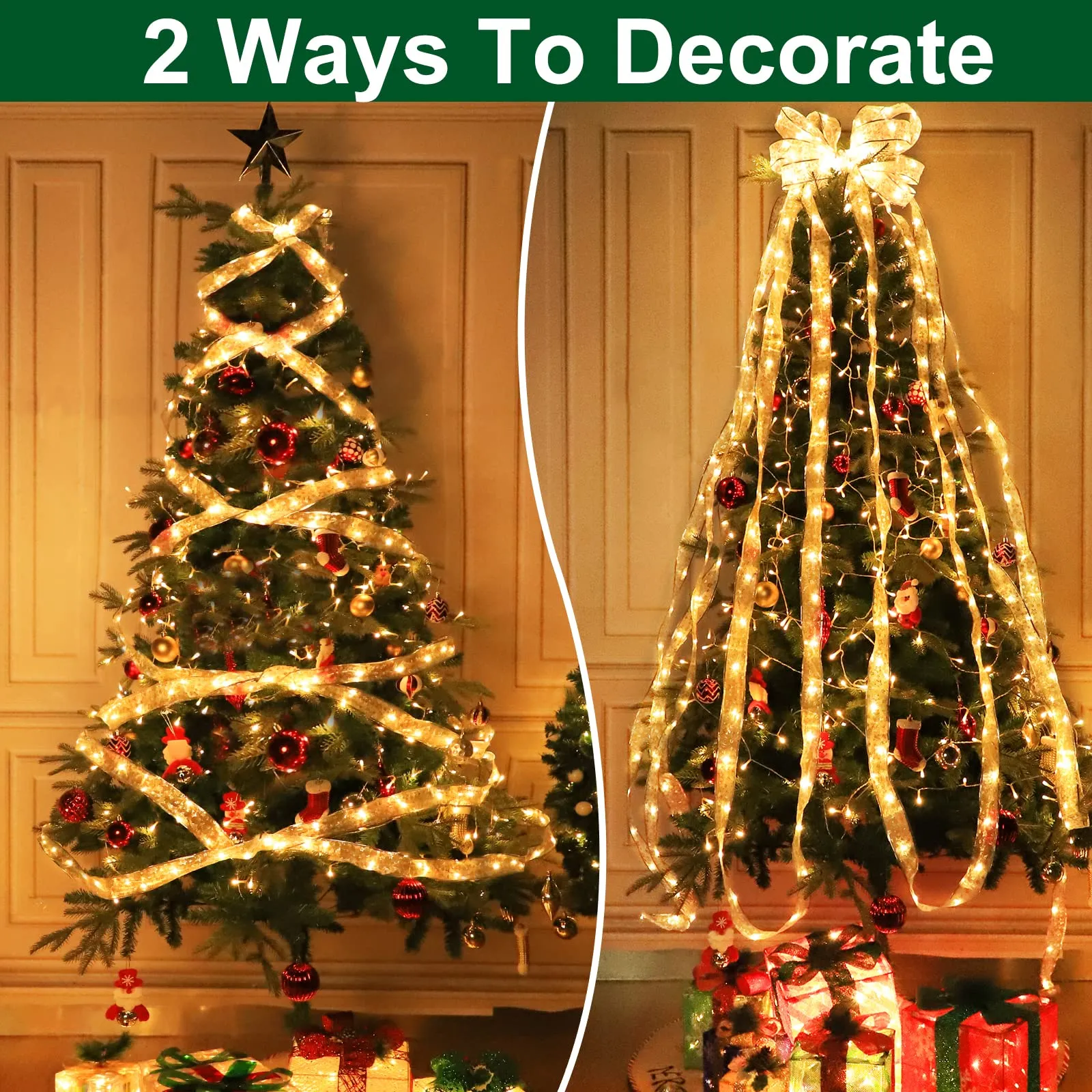 🎅Christmas Sale🎄 Christmas Ribbon LED String Lights Christmas Tree Decoration Lights Satin Lights