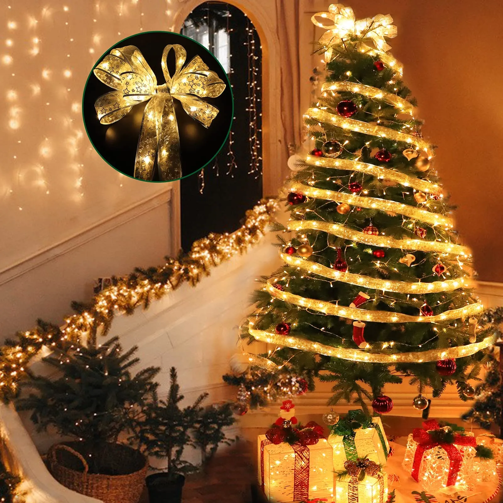🎅Christmas Sale🎄 Christmas Ribbon LED String Lights Christmas Tree Decoration Lights Satin Lights