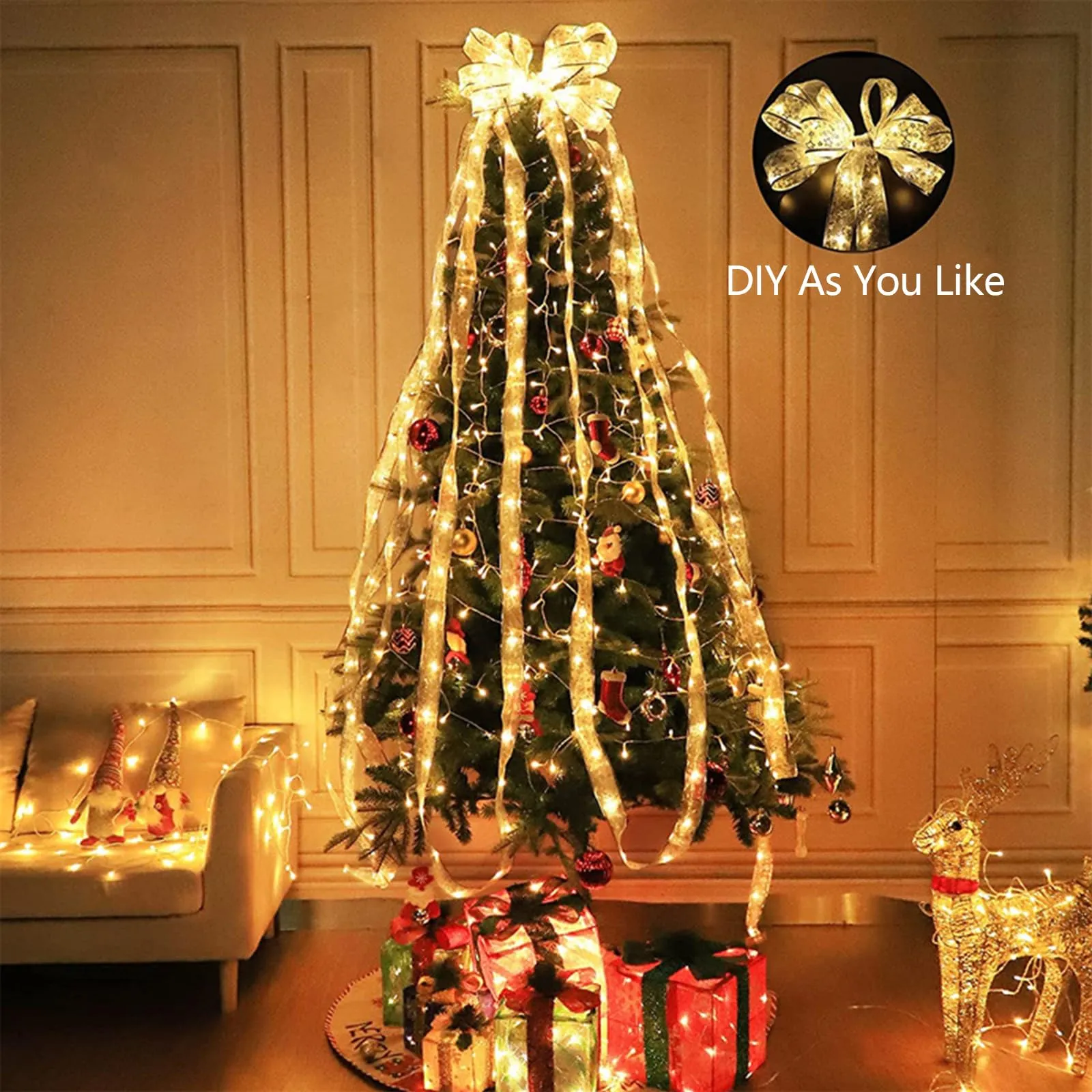 🎅Christmas Sale🎄 Christmas Ribbon LED String Lights Christmas Tree Decoration Lights Satin Lights