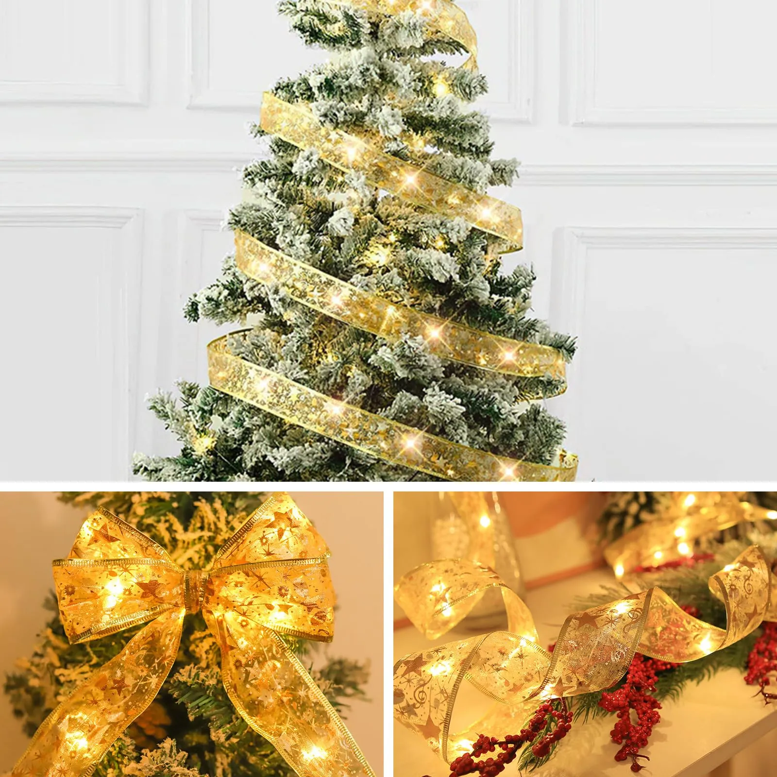🎅Christmas Sale🎄 Christmas Ribbon LED String Lights Christmas Tree Decoration Lights Satin Lights
