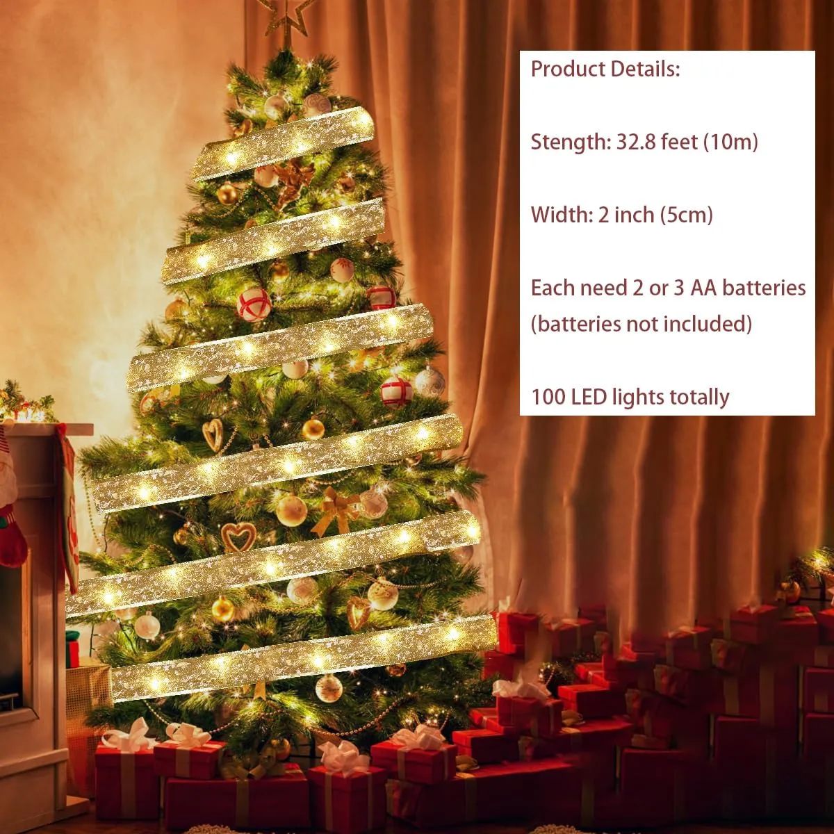 🎅Christmas Sale🎄 Christmas Ribbon LED String Lights Christmas Tree Decoration Lights Satin Lights