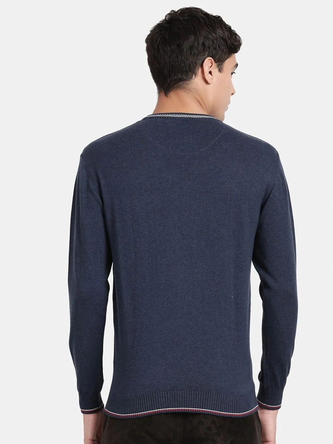 Crew Neck Mood Indigo Melange Full Sleeve Pullover