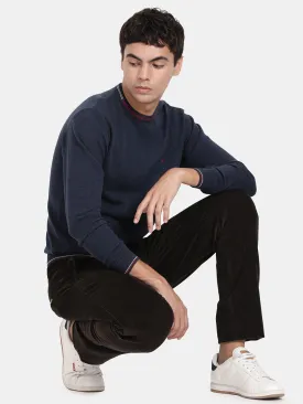 Crew Neck Mood Indigo Melange Full Sleeve Pullover
