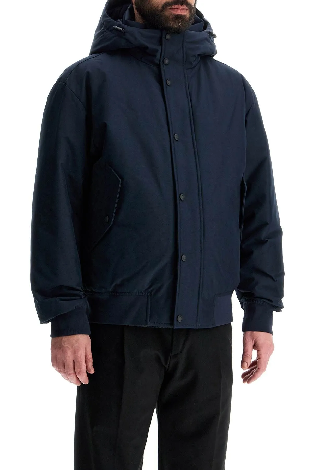 DARK BLUE ADJUSTABLE HOODED COAT OSIS
