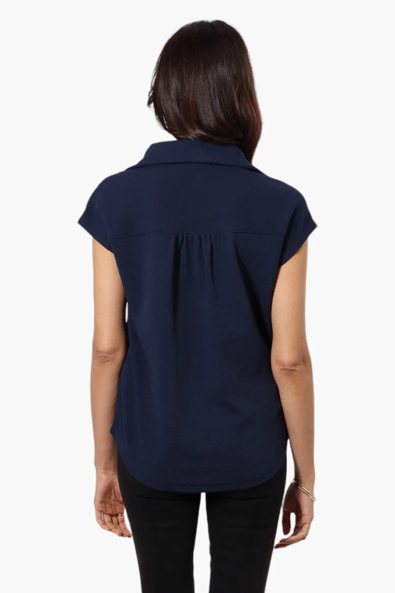 Impress Short Sleeve Button Down Shirt - Navy