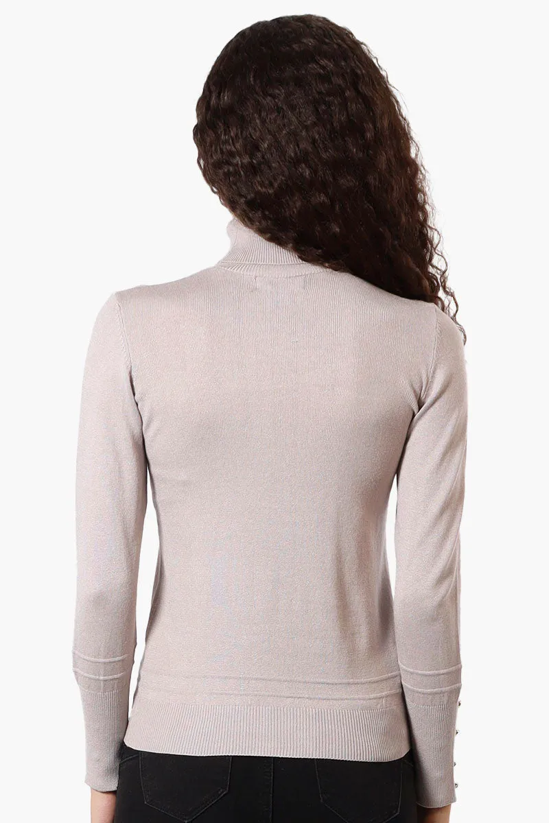 International INC Company Basic Turtleneck Pullover Sweater - Beige