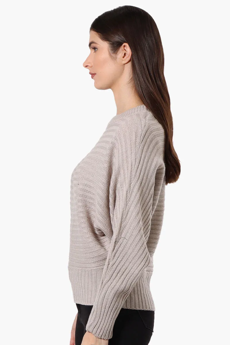 International INC Company Button Shoulder Pullover Sweater - Taupe