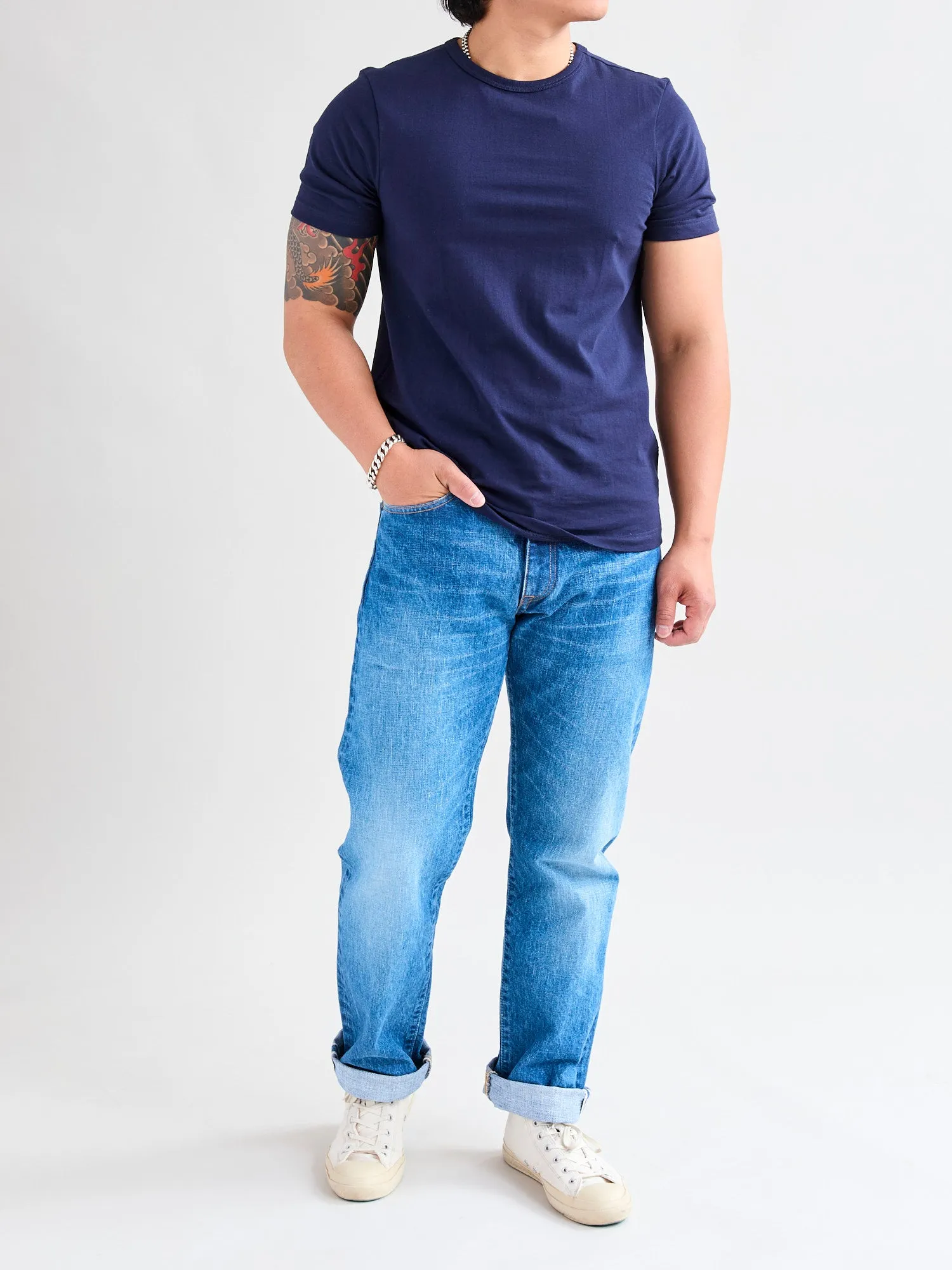 J401-MID "Circle Mid Wash" 14.8oz Selvedge Denim - Classic Straight Fit