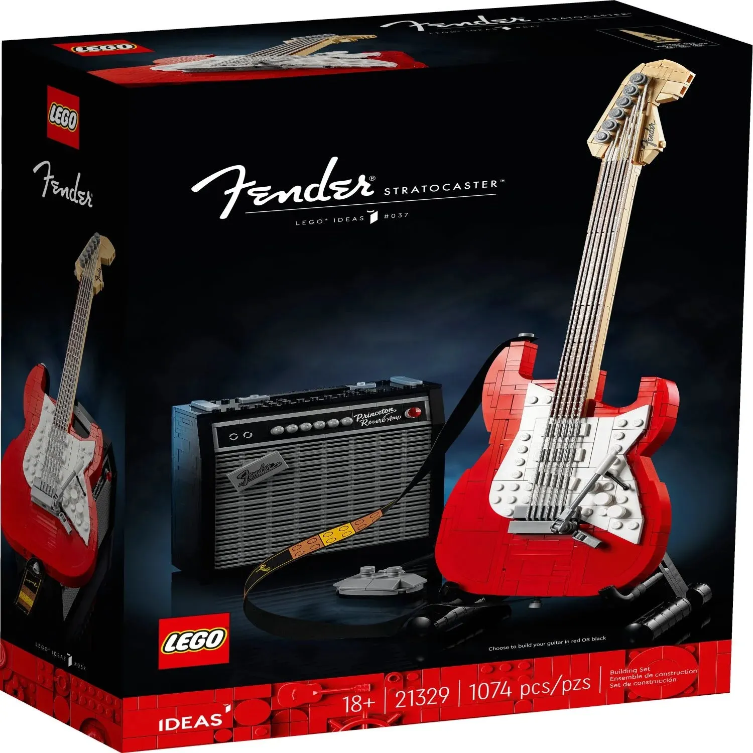 LEGO Ideas Fender Stratocaster 21329 DIY Guitar Model Building Set with 65 Princeton Reverb Amplifier & Authentic Accessories, Great Birthday Gift