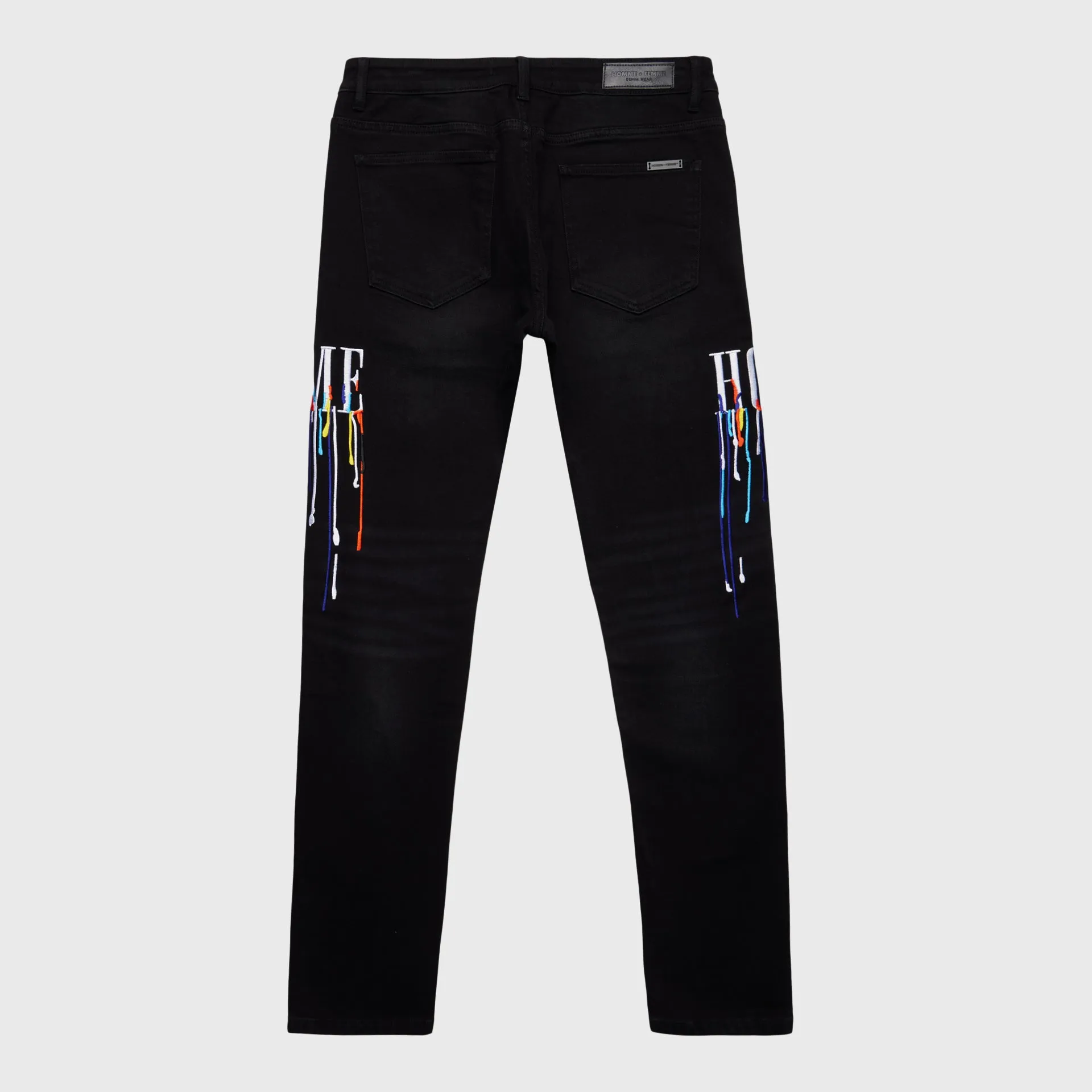 Letterman Drip Denim Black With White Letters