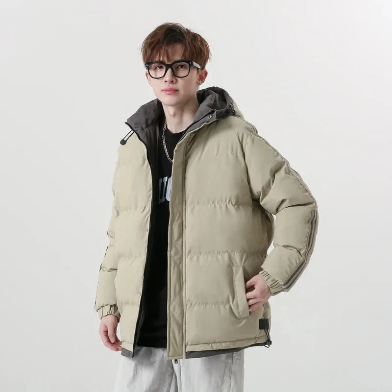 New Arrived Winter Mens Jacket Fashion Loose and Versatile Thick Warm Bread Clothing with Hoodie