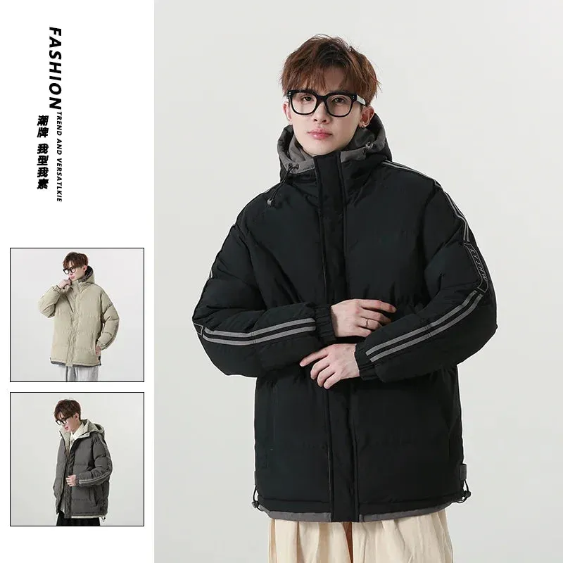 New Arrived Winter Mens Jacket Fashion Loose and Versatile Thick Warm Bread Clothing with Hoodie