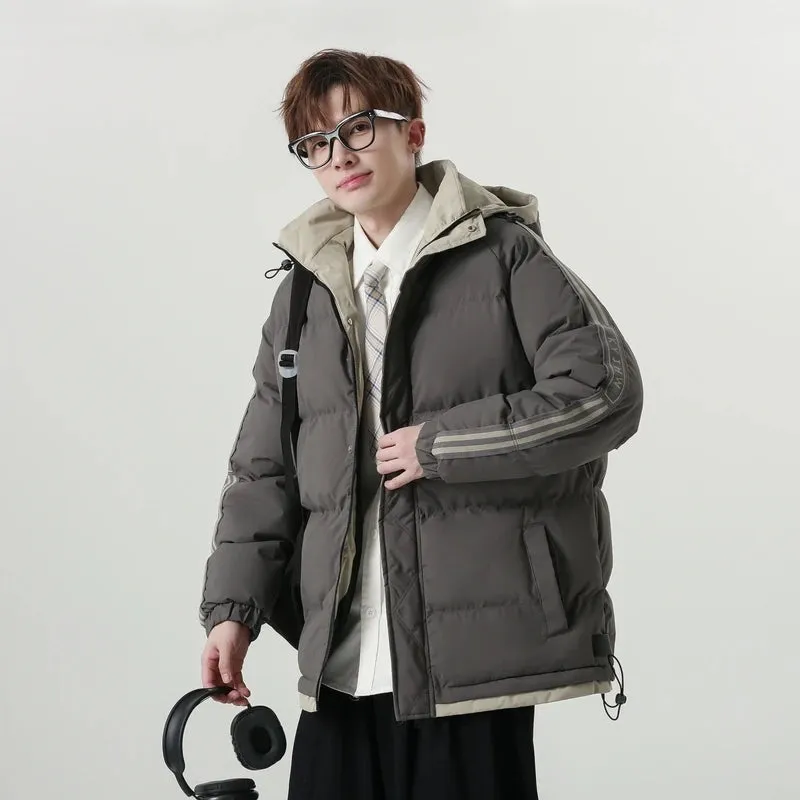 New Arrived Winter Mens Jacket Fashion Loose and Versatile Thick Warm Bread Clothing with Hoodie