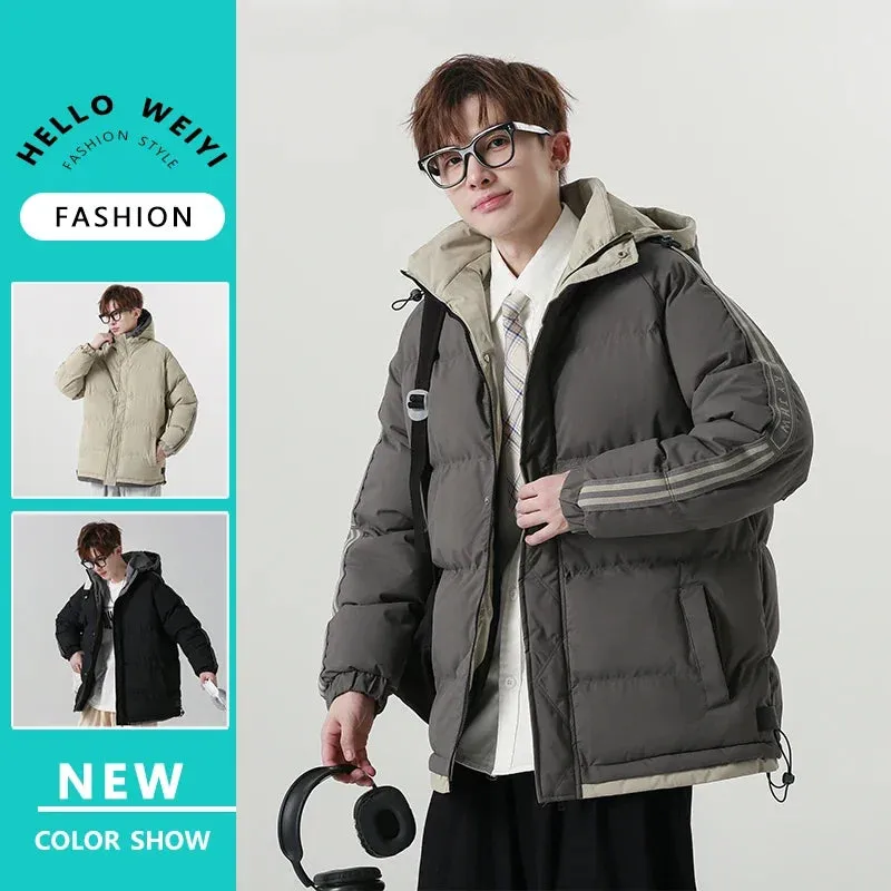New Arrived Winter Mens Jacket Fashion Loose and Versatile Thick Warm Bread Clothing with Hoodie