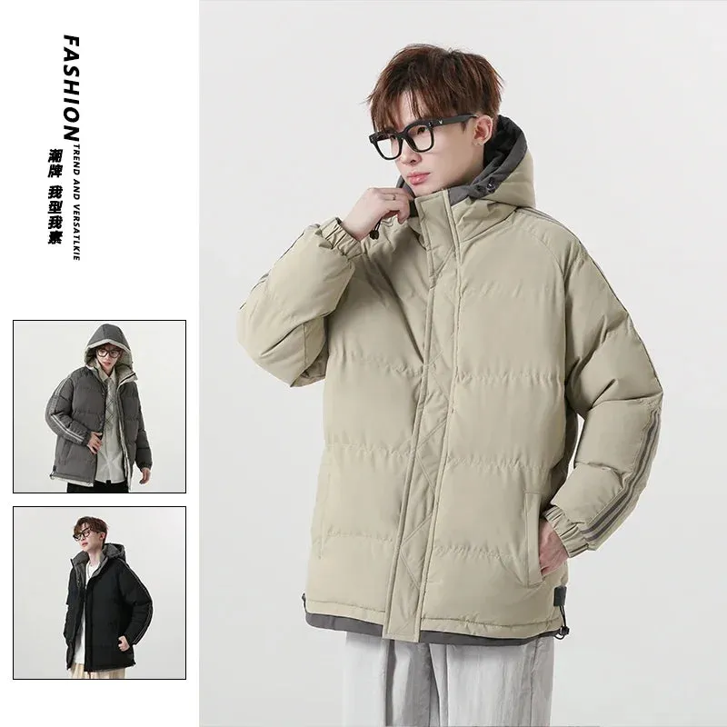 New Arrived Winter Mens Jacket Fashion Loose and Versatile Thick Warm Bread Clothing with Hoodie