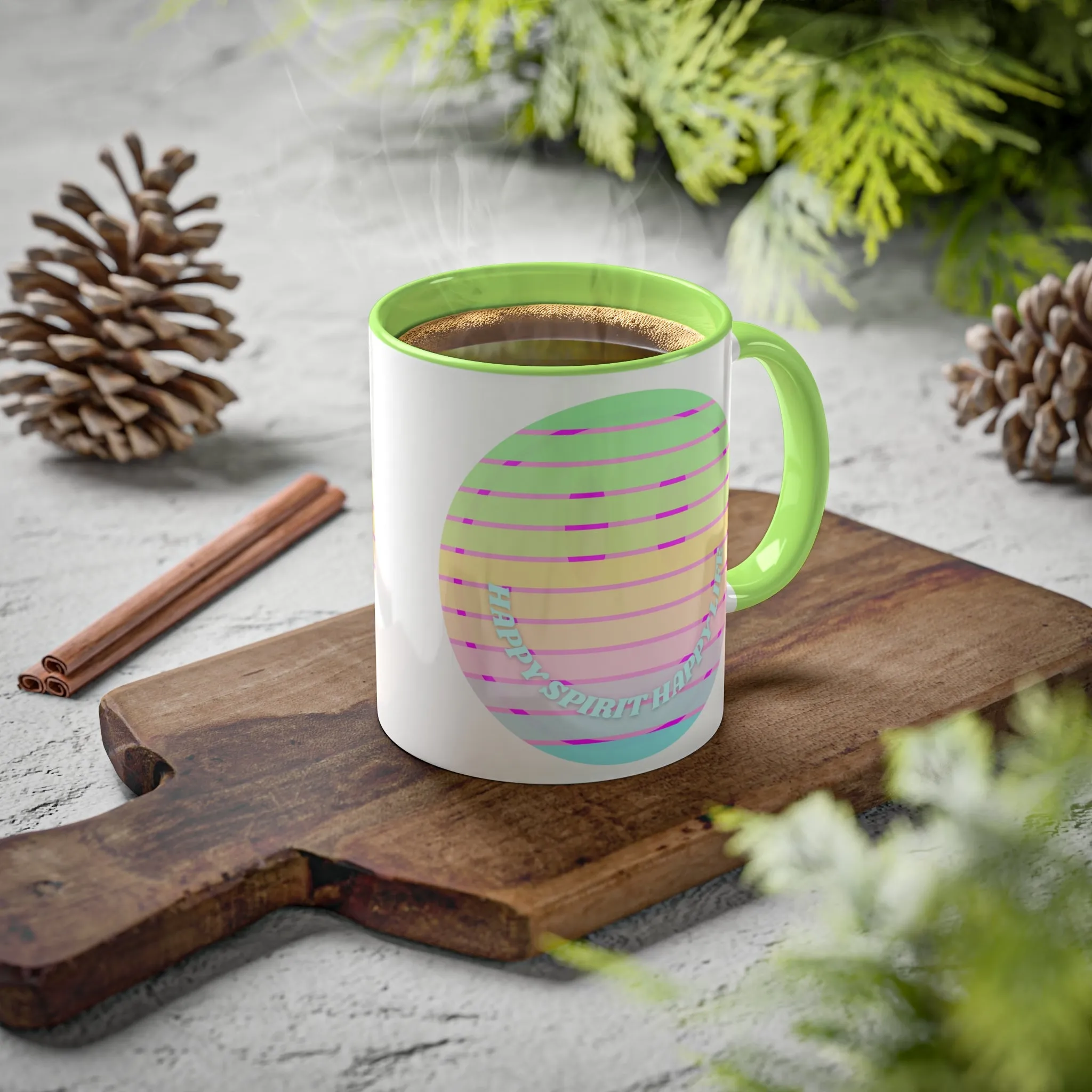 Retro Happy Spirit Happy Life Aesthetic Mug, Smile Face Mug, Trendy Coffee Mug, Tumblr Mug, Aesthetic Happy Life Gift, Aesthetic Pin