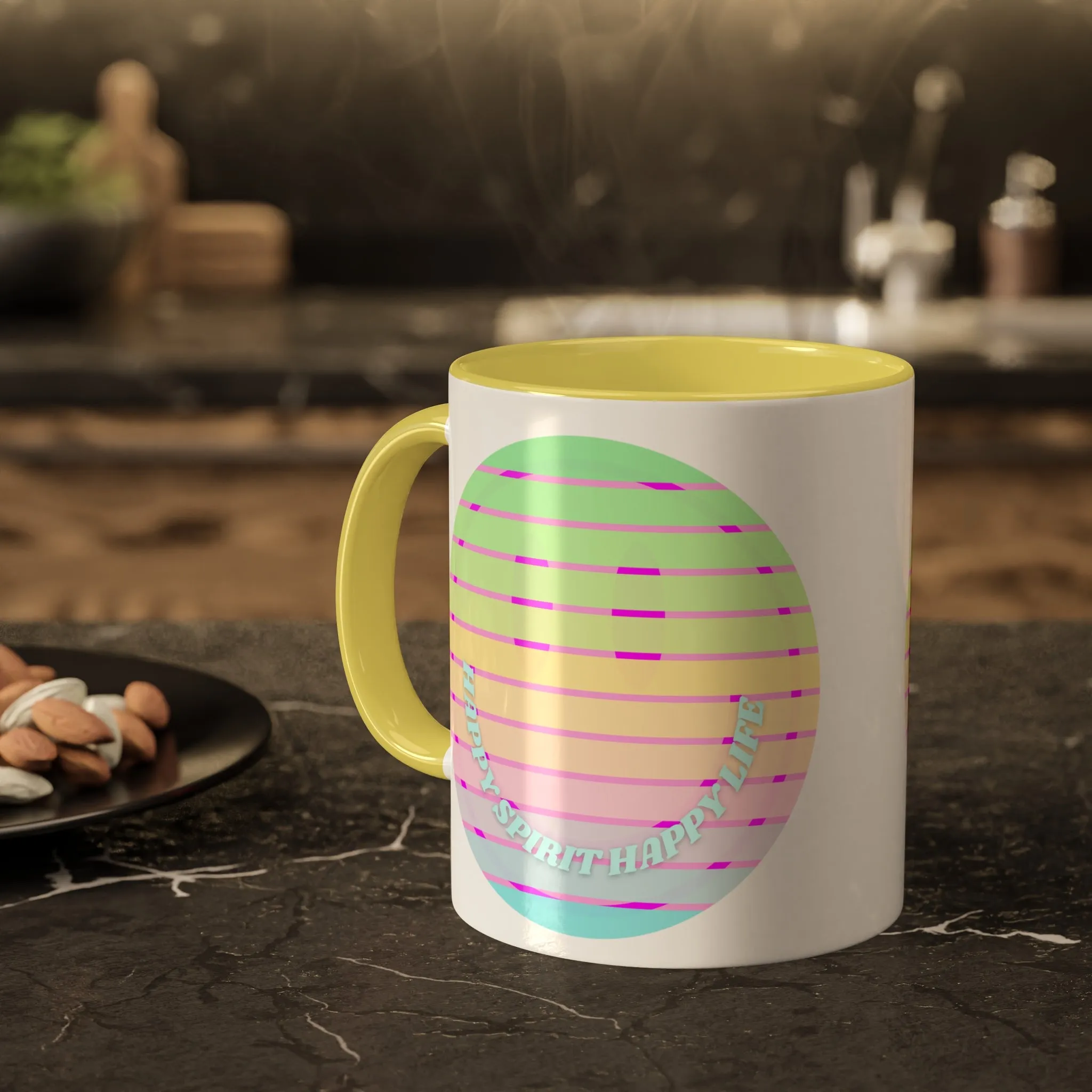 Retro Happy Spirit Happy Life Aesthetic Mug, Smile Face Mug, Trendy Coffee Mug, Tumblr Mug, Aesthetic Happy Life Gift, Aesthetic Pin