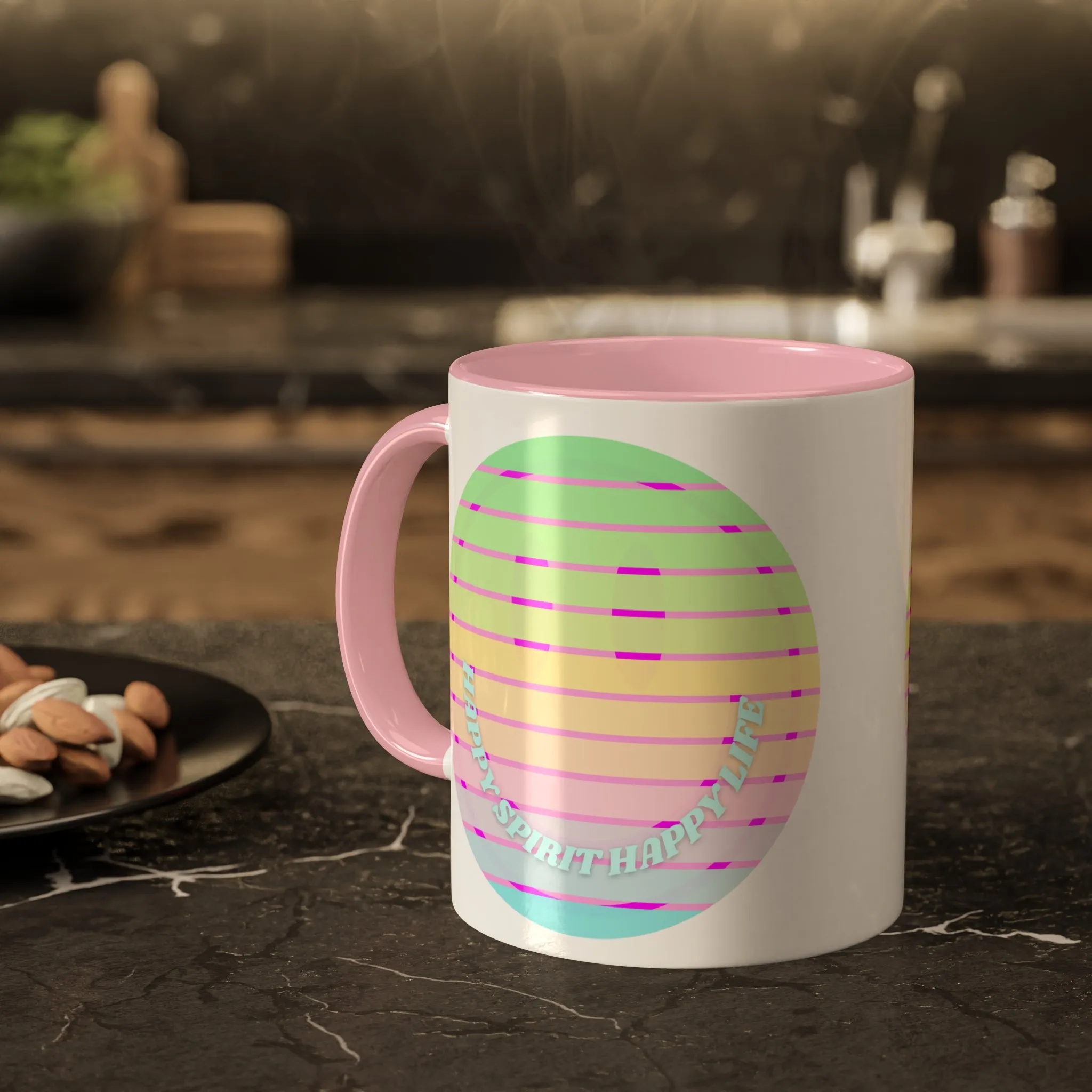 Retro Happy Spirit Happy Life Aesthetic Mug, Smile Face Mug, Trendy Coffee Mug, Tumblr Mug, Aesthetic Happy Life Gift, Aesthetic Pin