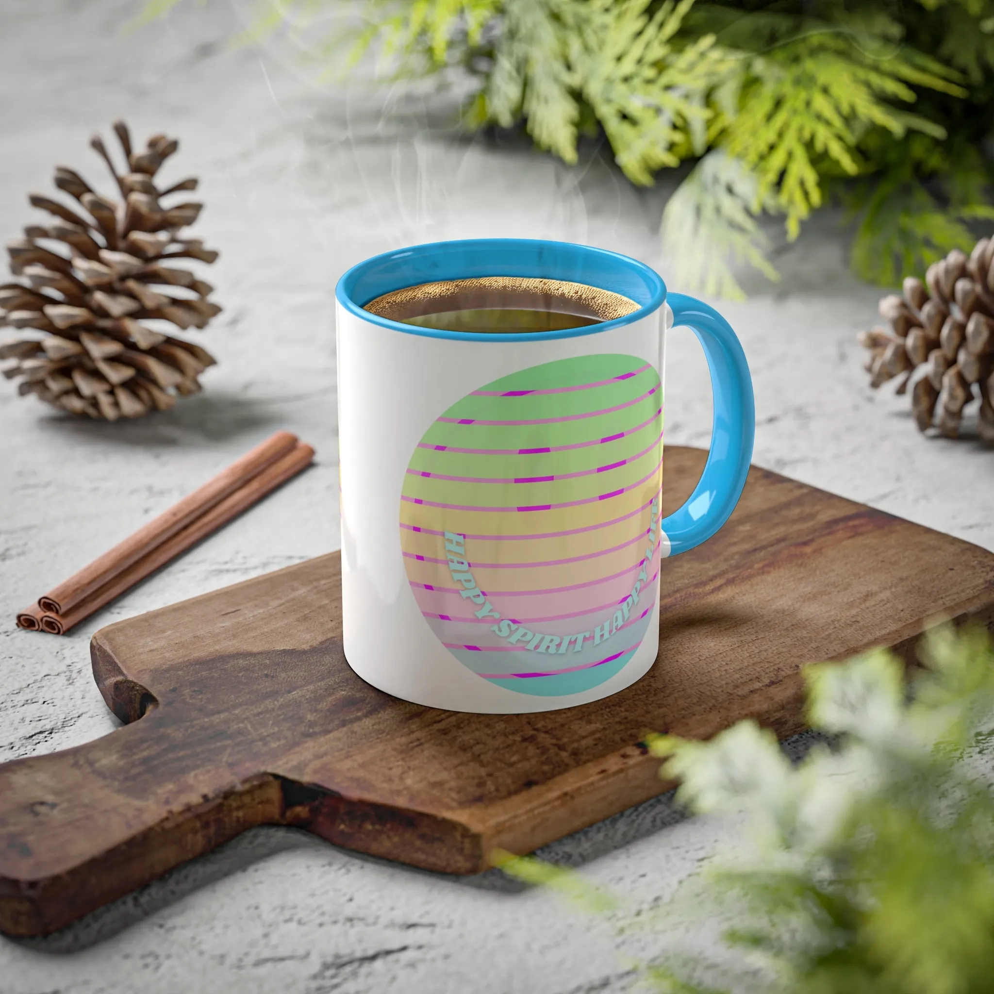 Retro Happy Spirit Happy Life Aesthetic Mug, Smile Face Mug, Trendy Coffee Mug, Tumblr Mug, Aesthetic Happy Life Gift, Aesthetic Pin