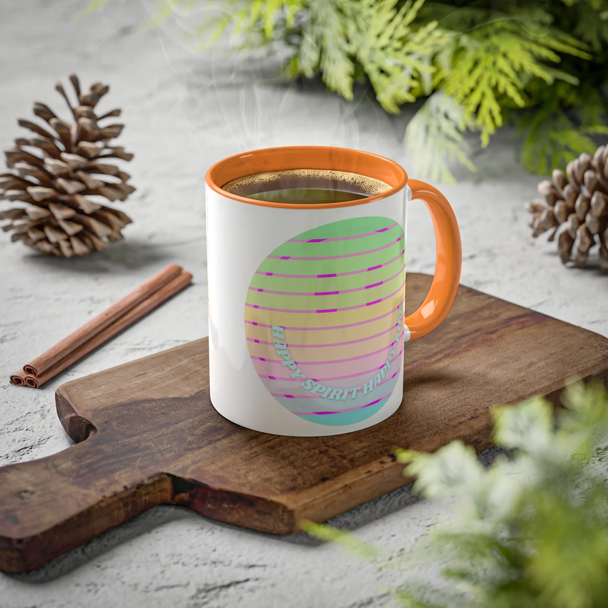 Retro Happy Spirit Happy Life Aesthetic Mug, Smile Face Mug, Trendy Coffee Mug, Tumblr Mug, Aesthetic Happy Life Gift, Aesthetic Pin