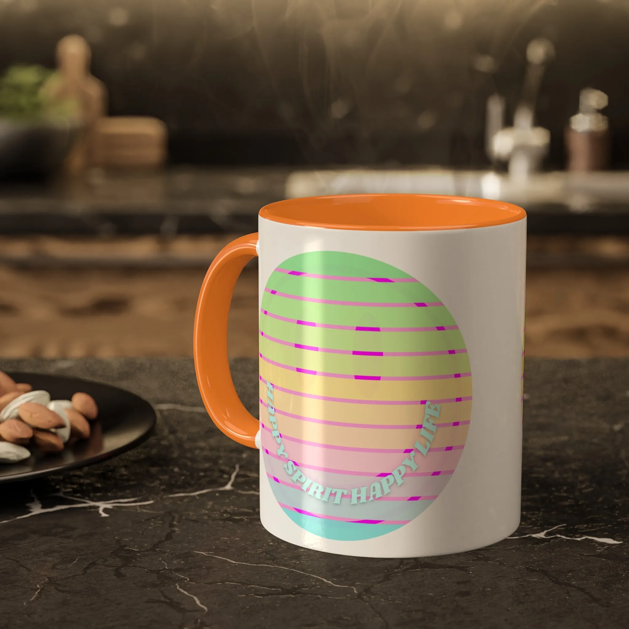Retro Happy Spirit Happy Life Aesthetic Mug, Smile Face Mug, Trendy Coffee Mug, Tumblr Mug, Aesthetic Happy Life Gift, Aesthetic Pin