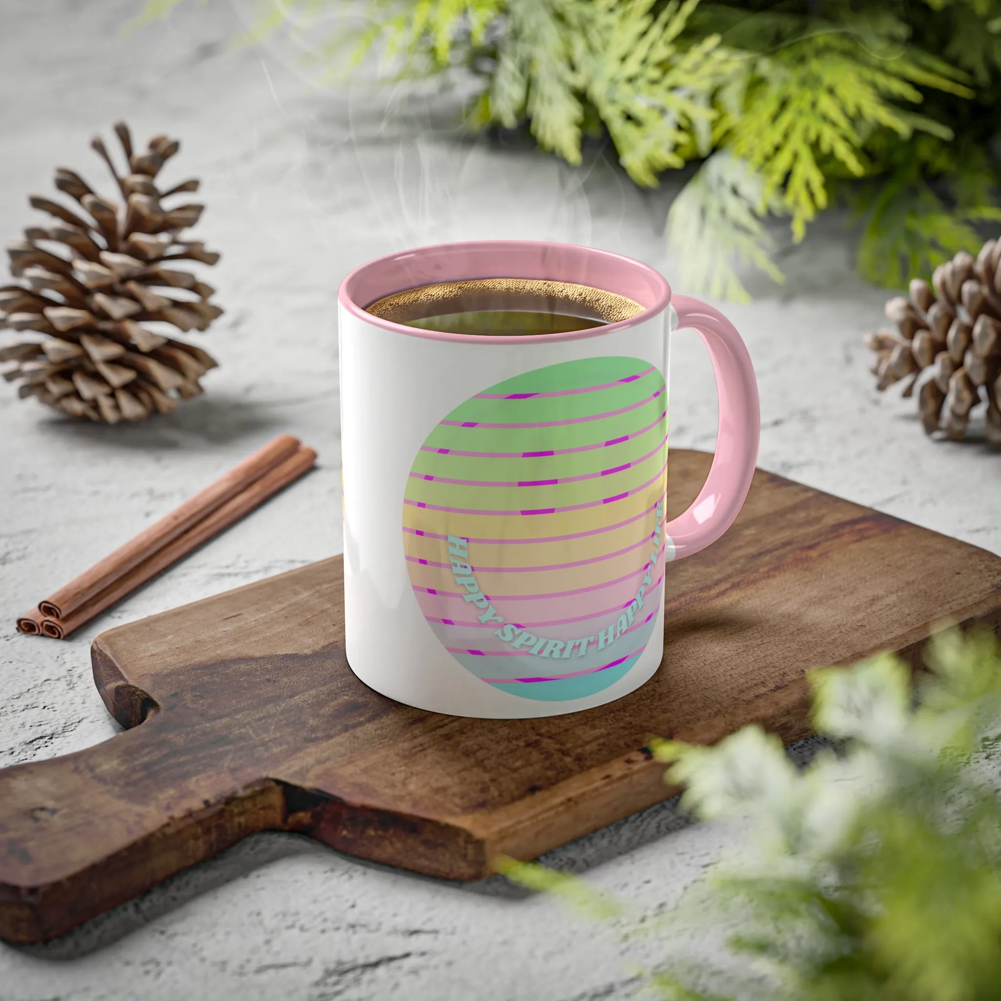 Retro Happy Spirit Happy Life Aesthetic Mug, Smile Face Mug, Trendy Coffee Mug, Tumblr Mug, Aesthetic Happy Life Gift, Aesthetic Pin