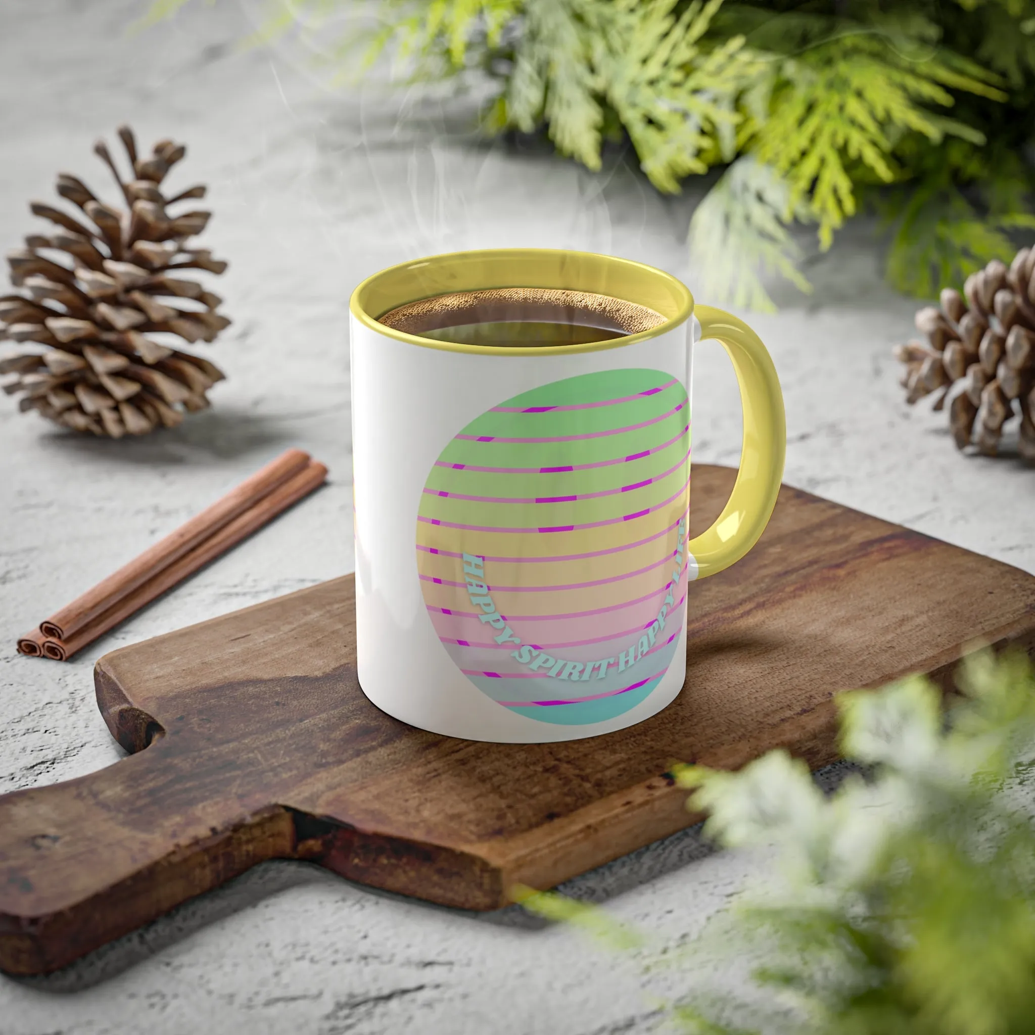 Retro Happy Spirit Happy Life Aesthetic Mug, Smile Face Mug, Trendy Coffee Mug, Tumblr Mug, Aesthetic Happy Life Gift, Aesthetic Pin
