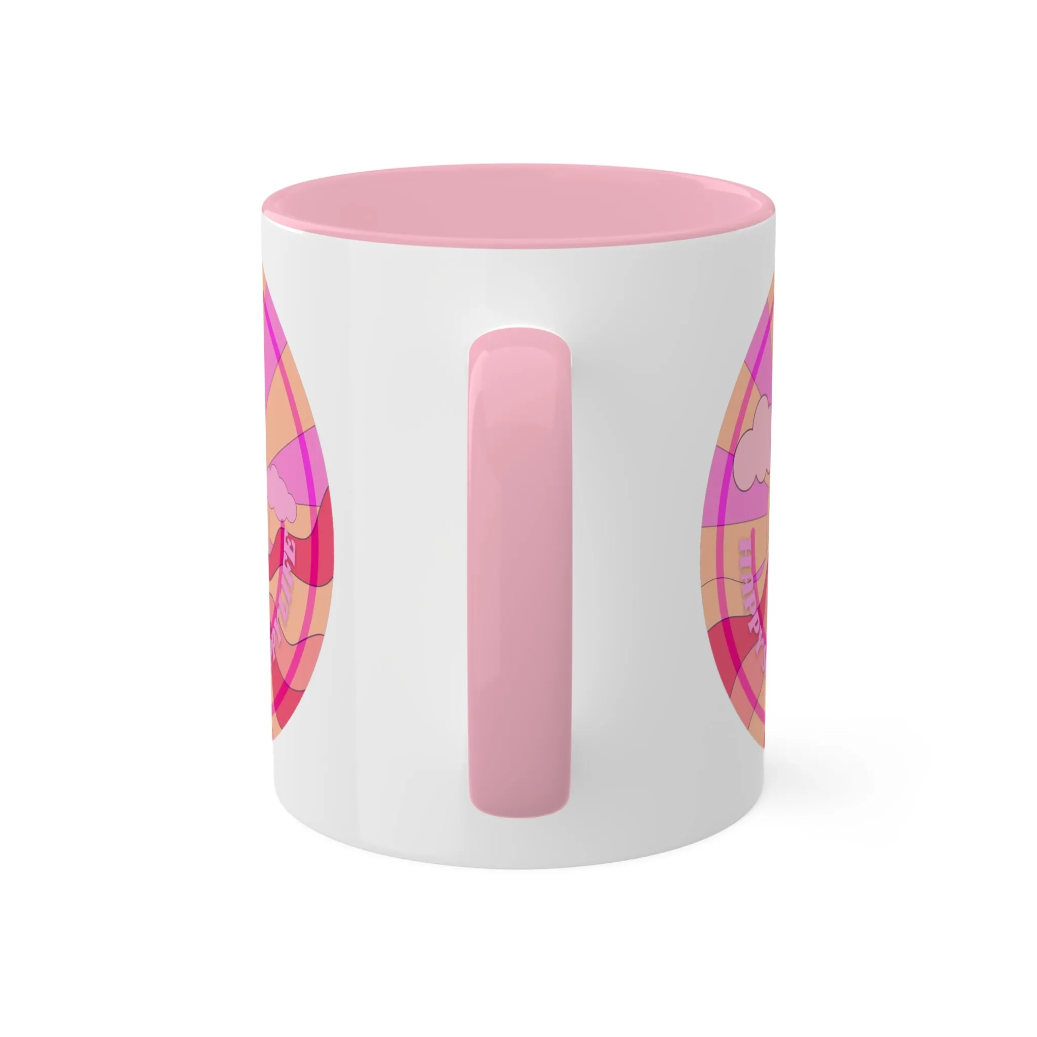 Retro Happy Spirit Happy Life Aesthetic Mug, Smile Face Mug, Trendy Coffee Mug, Tumblr Mug, Aesthetic Happy Life Gift, Aesthetic Pink Mug