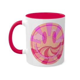 Retro Happy Spirit Happy Life Aesthetic Mug, Smile Face Mug, Trendy Coffee Mug, Tumblr Mug, Aesthetic Happy Life Gift, Aesthetic Pink Mug