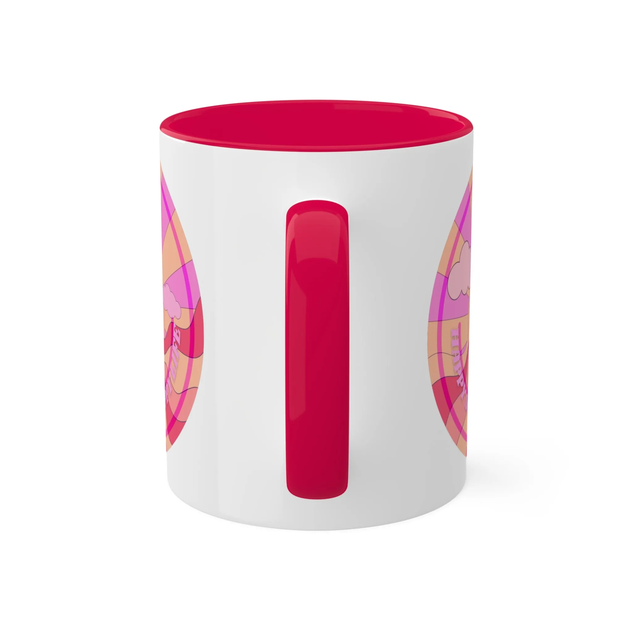 Retro Happy Spirit Happy Life Aesthetic Mug, Smile Face Mug, Trendy Coffee Mug, Tumblr Mug, Aesthetic Happy Life Gift, Aesthetic Pink Mug
