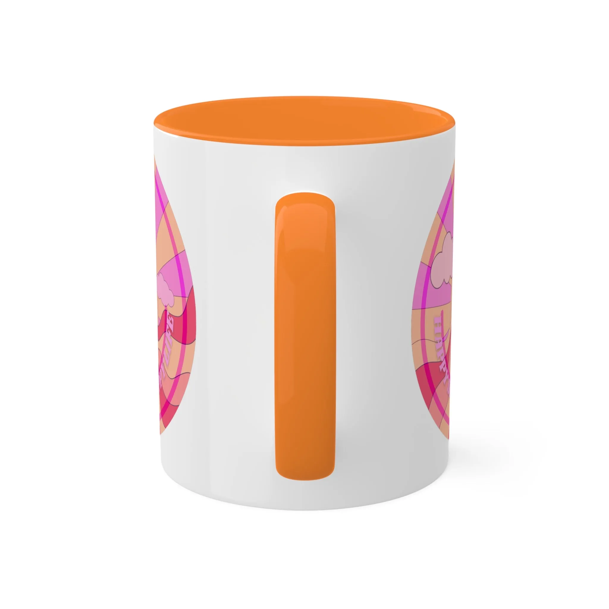 Retro Happy Spirit Happy Life Aesthetic Mug, Smile Face Mug, Trendy Coffee Mug, Tumblr Mug, Aesthetic Happy Life Gift, Aesthetic Pink Mug