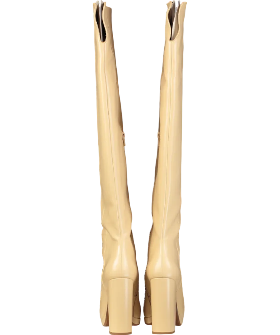 Sezane Beige Editions Thigh High Heeled Boots UK 6 EU 39 👠