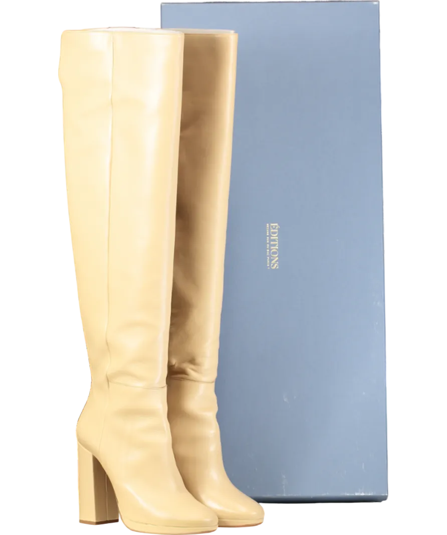 Sezane Beige Editions Thigh High Heeled Boots UK 6 EU 39 👠