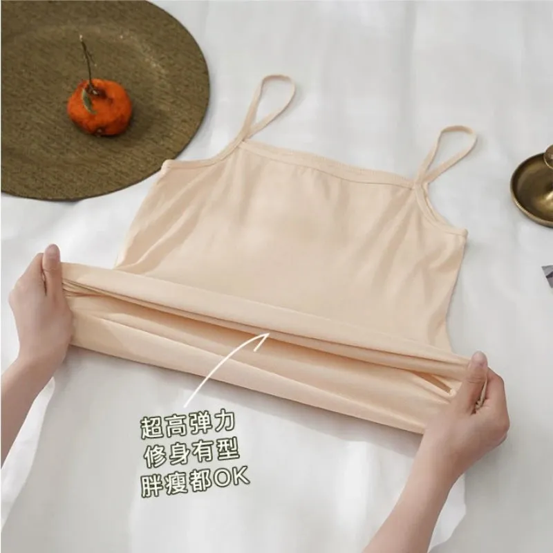 Soft Cotton Spaghetti Strap Crop Tops - Casual Sleeveless Summer Tank for Women