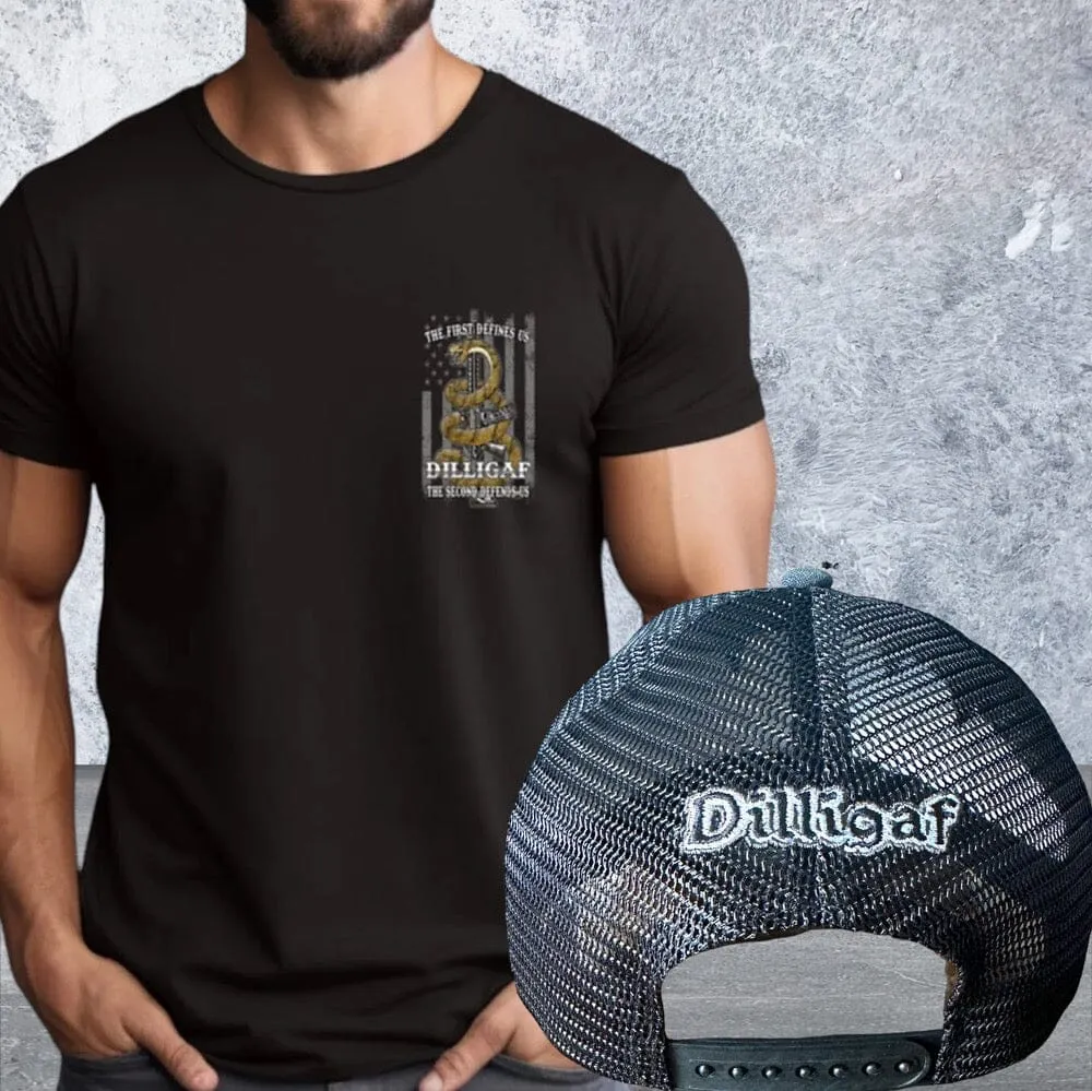 The 1st Defines Us, The 2nd Defends Us T-shirt and Adjustable Hat Bundle